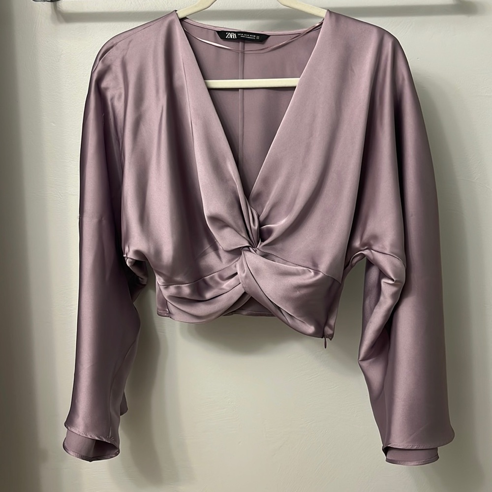 Zara purple silk long sleeve